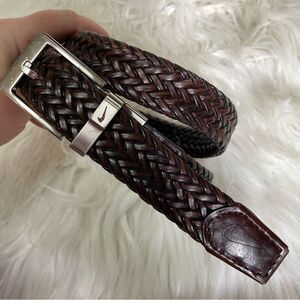 Nike Brown Braided Leather Belt with Silver Buckle